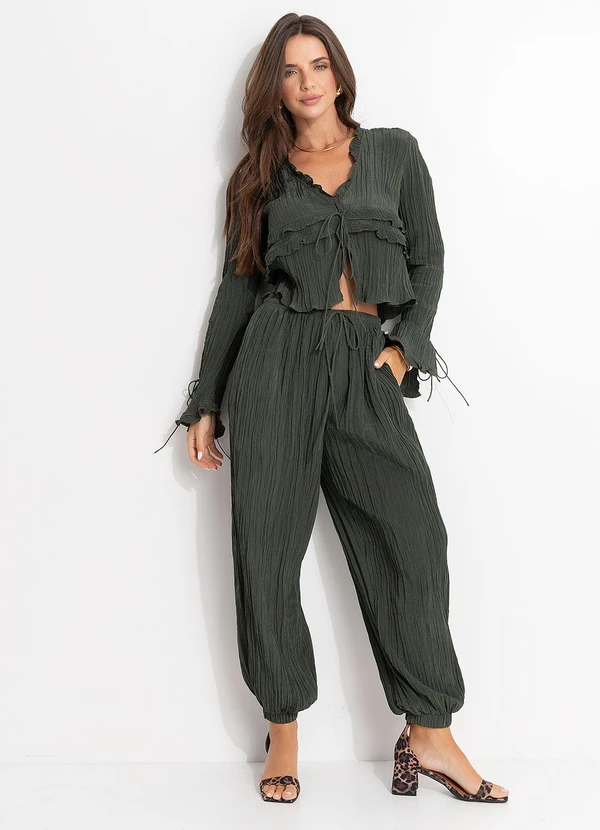 Farm - Blusa Mangas Amarração Verde 3