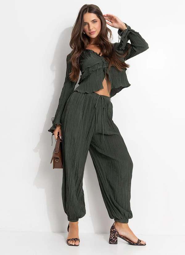 Farm - Blusa Mangas Amarração Verde 5