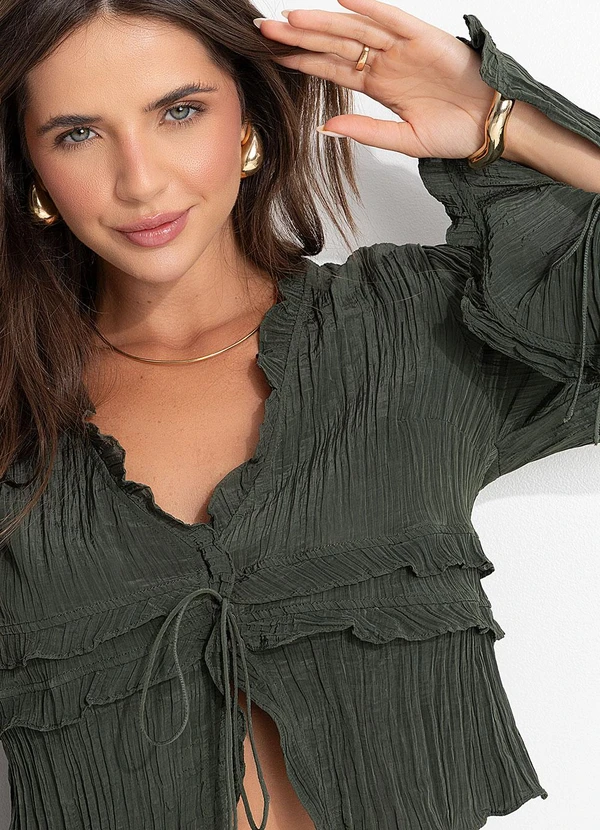 Farm - Blusa Mangas Amarração Verde 6