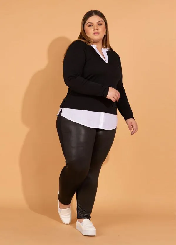 bonprix - Blusa Mangas Longas com Visual Duplo Preto 8
