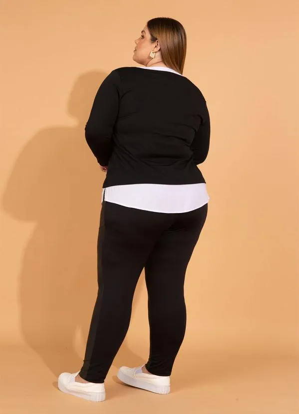 bonprix - Blusa Mangas Longas com Visual Duplo Preto 9