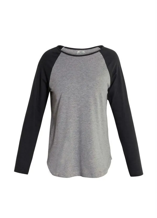 bonprix - Blusa Mangas Raglan Cinza Mescla e Preto 5