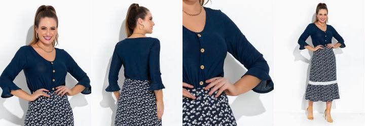 Blusa Marinho com Boto