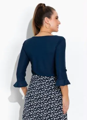 Rosalie - Blusa Marinho com Botão - ROSALIE