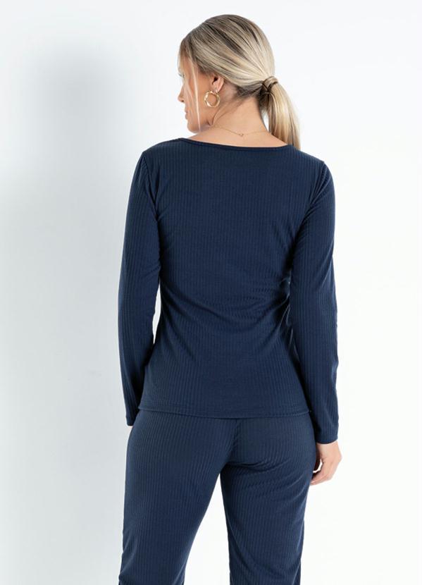 Outlet - Blusa Marinho com Recorte Vazado 2