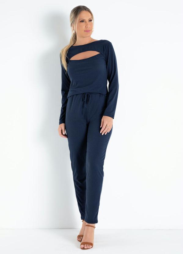 Outlet - Blusa Marinho com Recorte Vazado 3