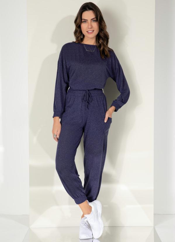 Quintess - Blusa Marinho Decote Canoa com Punhos Largos 3