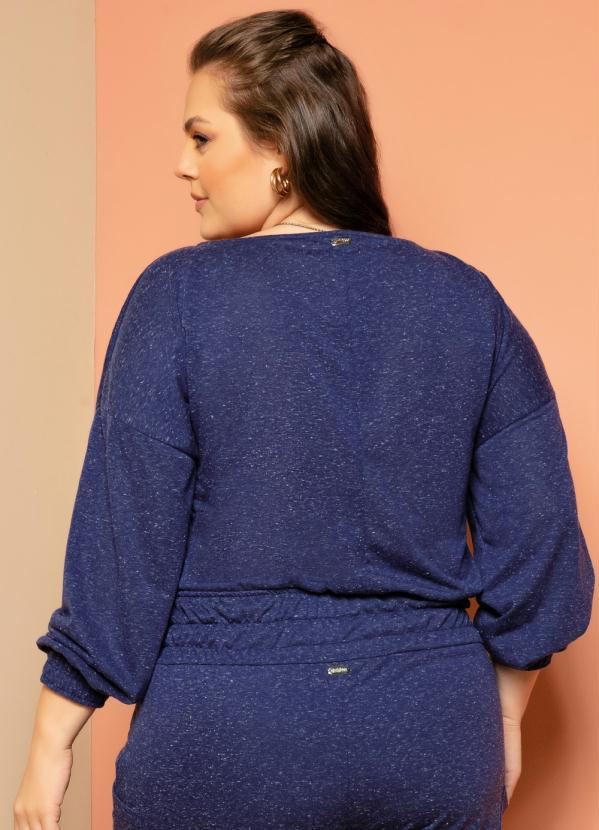 Quintess - Blusa Marinho Decote Canoa com Punhos Largos 7