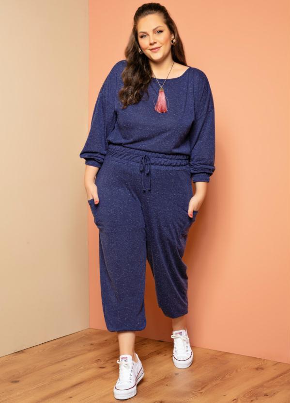 Quintess - Blusa Marinho Decote Canoa com Punhos Largos 8