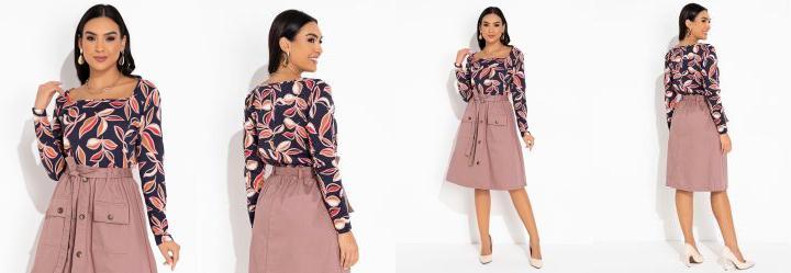 Blusa Marinho Decote Quadrado