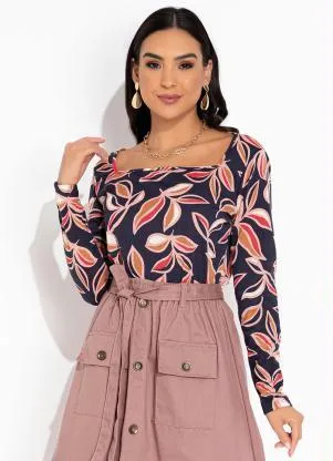 Rosalie - Blusa Marinho Decote Quadrado - ROSALIE