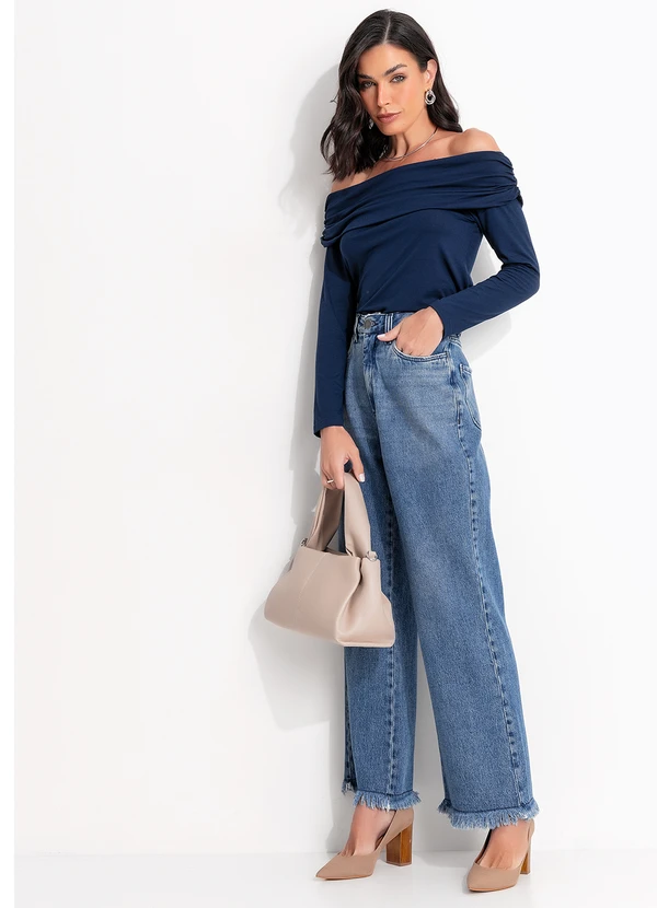 Quintess - Blusa Marinho em Malha de Viscose 3