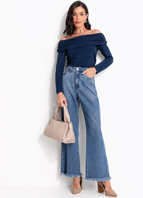 Quintess - Blusa Marinho em Malha de Viscose 4