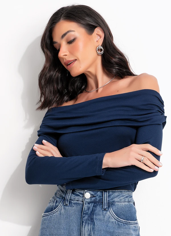 Quintess - Blusa Marinho em Malha de Viscose 5