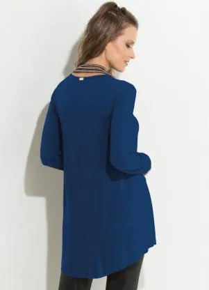 Quintess - Blusa Marinho Modelo Mullet com Mangas Longas - QUINTESS