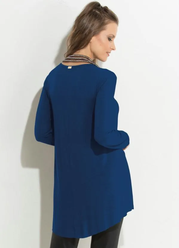 Quintess - Blusa Marinho Modelo Mullet com Mangas Longas 2
