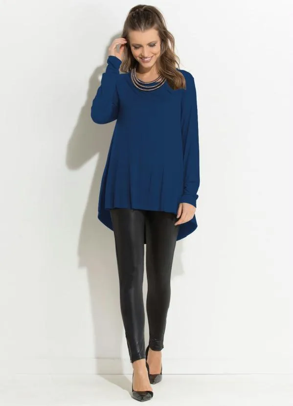 Quintess - Blusa Marinho Modelo Mullet com Mangas Longas 3