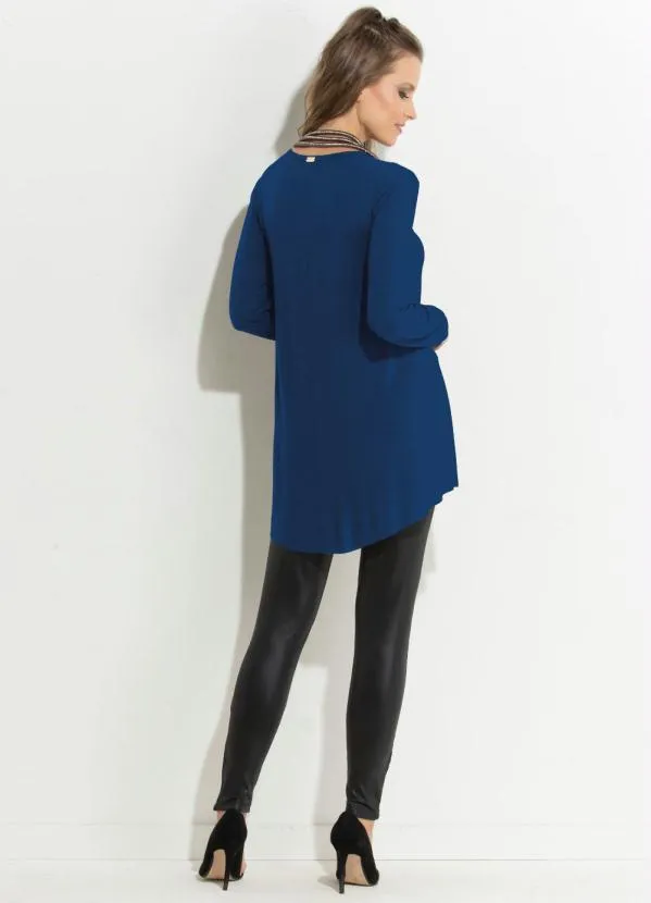 Quintess - Blusa Marinho Modelo Mullet com Mangas Longas 4