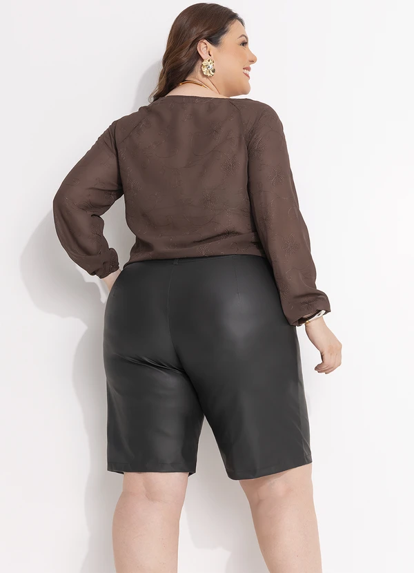 Quintess - Blusa Marrom Bordado em Chiffon 10