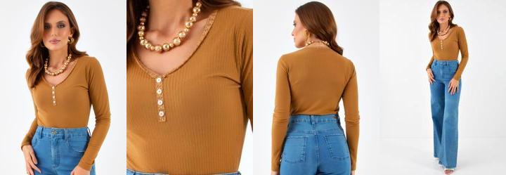 Blusa Marrom Canela em Ribana Canelado
