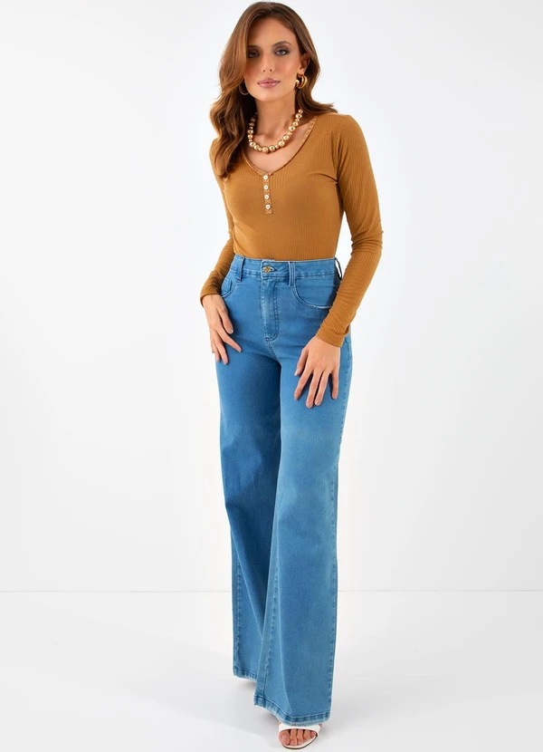 Quintess - Blusa Marrom Canela em Ribana Canelado