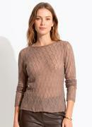 Blusa Marrom Claro em Malha Texturizada