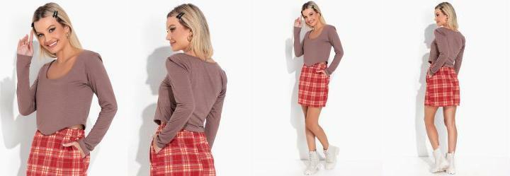 Blusa Marrom com Decote em U