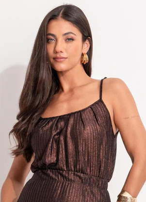 Quintess - Blusa Marrom em Malha Canelada - QUINTESS