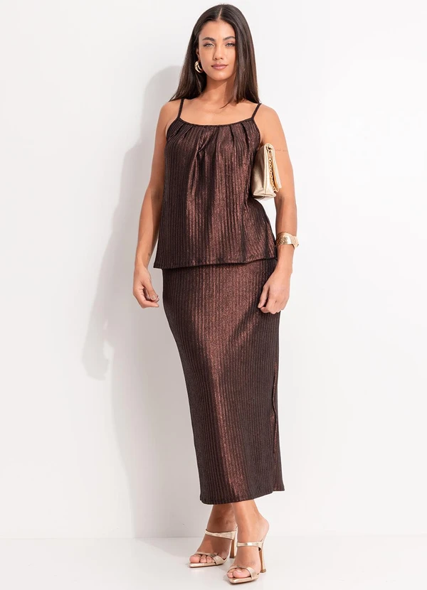 Quintess - Blusa Marrom em Malha Canelada 6