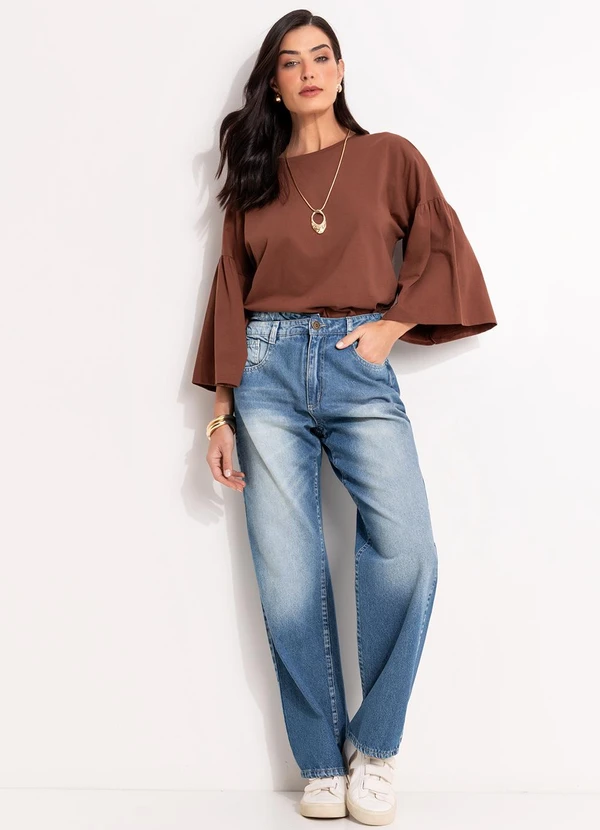 Quintess - Blusa Marrom em Malha de Algodão 3