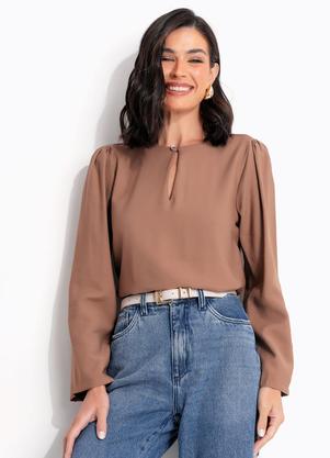 Blusa Marrom em Viscose com Poli�ster