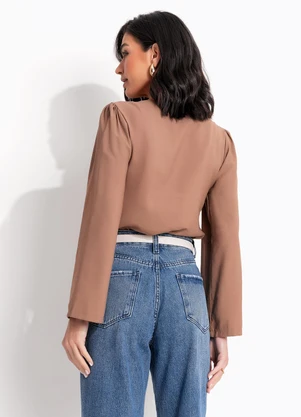 Quintess - Blusa Marrom em Viscose com Poliéster - QUINTESS