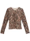 Malwee - Blusa Marrom Justa Animal Print em Tule - variação: Marrom