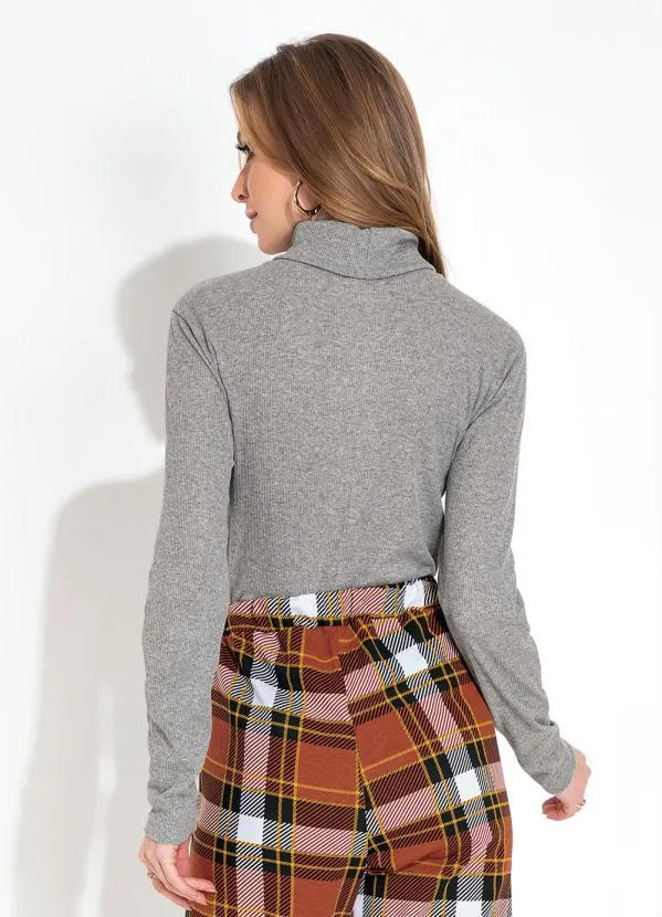 Moda Pop - Blusa Mescla com Gola Alta e Manga Longa 2