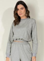 Blusa Mescla de Moletom com Golinha