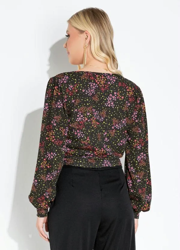 Moda Pop - Blusa Mini Floral com Decote Quadrado 2