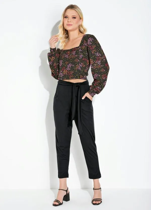 Moda Pop - Blusa Mini Floral com Decote Quadrado 4