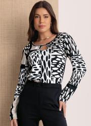 Blusa Mix Estampas com Gota no Decote Frente