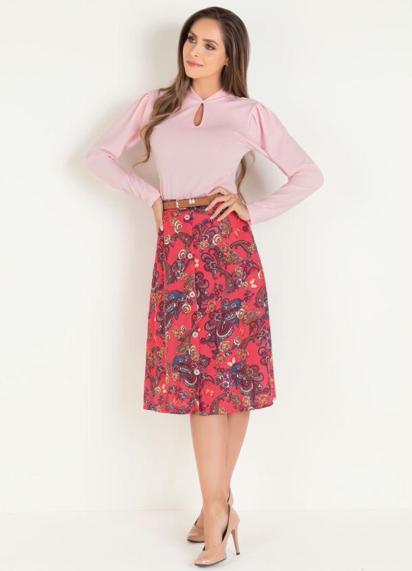 Outlet - Blusa Moda Evangélica Rosa com Manga Princesa 4