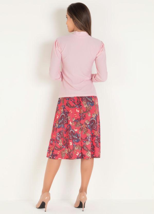 Outlet - Blusa Moda Evangélica Rosa com Manga Princesa 5