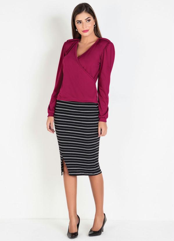 Outlet - Blusa Moda Evangélica Transpassada Púrpura 4