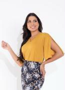 BLUSA (MOSTARDA) COM MANGA 3/4 MODA EVANGLICA