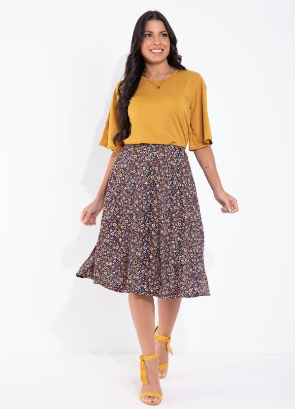 Outlet - Blusa Mostarda com Manga 3/4 Moda Evangélica 3