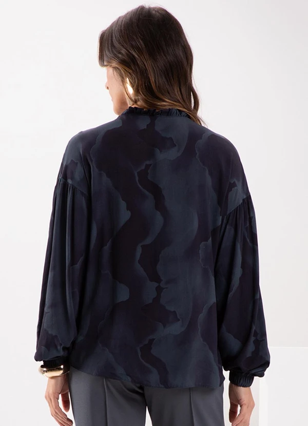 Lunender - Blusa Mullet com Babados na Gola Azul 2