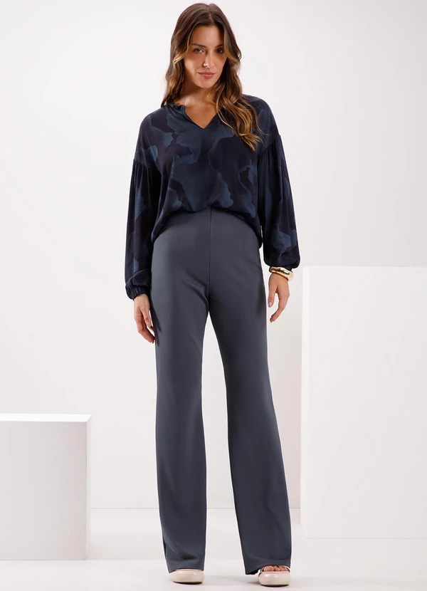 Lunender - Blusa Mullet com Babados na Gola Azul 3