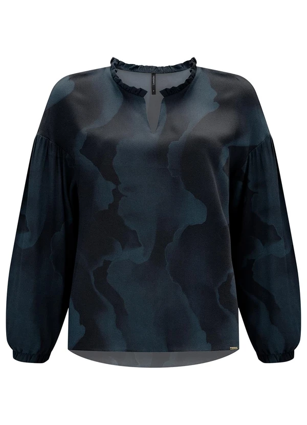 Lunender - Blusa Mullet com Babados na Gola Azul 5