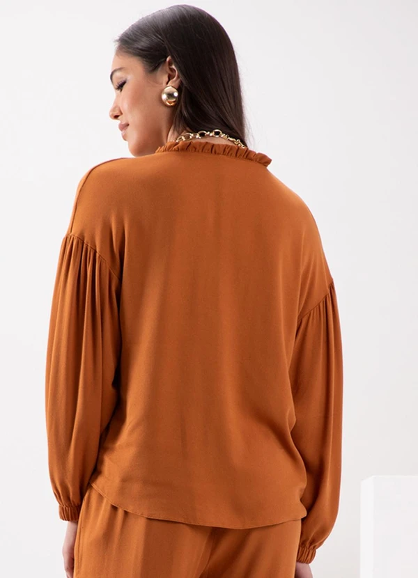 Lunender - Blusa Mullet com Babados na Gola Laranja 2