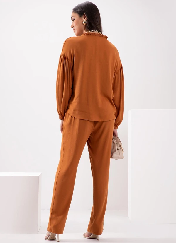 Lunender - Blusa Mullet com Babados na Gola Laranja 4