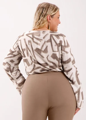 Lunender Mais Mulher - Blusa Mullet com Decote em V Marrom - LUNENDER MAIS MULHER