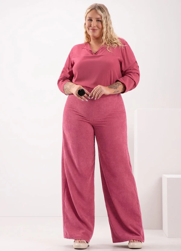 Lunender Mais Mulher - Blusa Mullet com Decote em V Vermelho 3